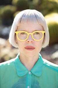 Pictured: Kate Durbin, wearing yellow glasses
